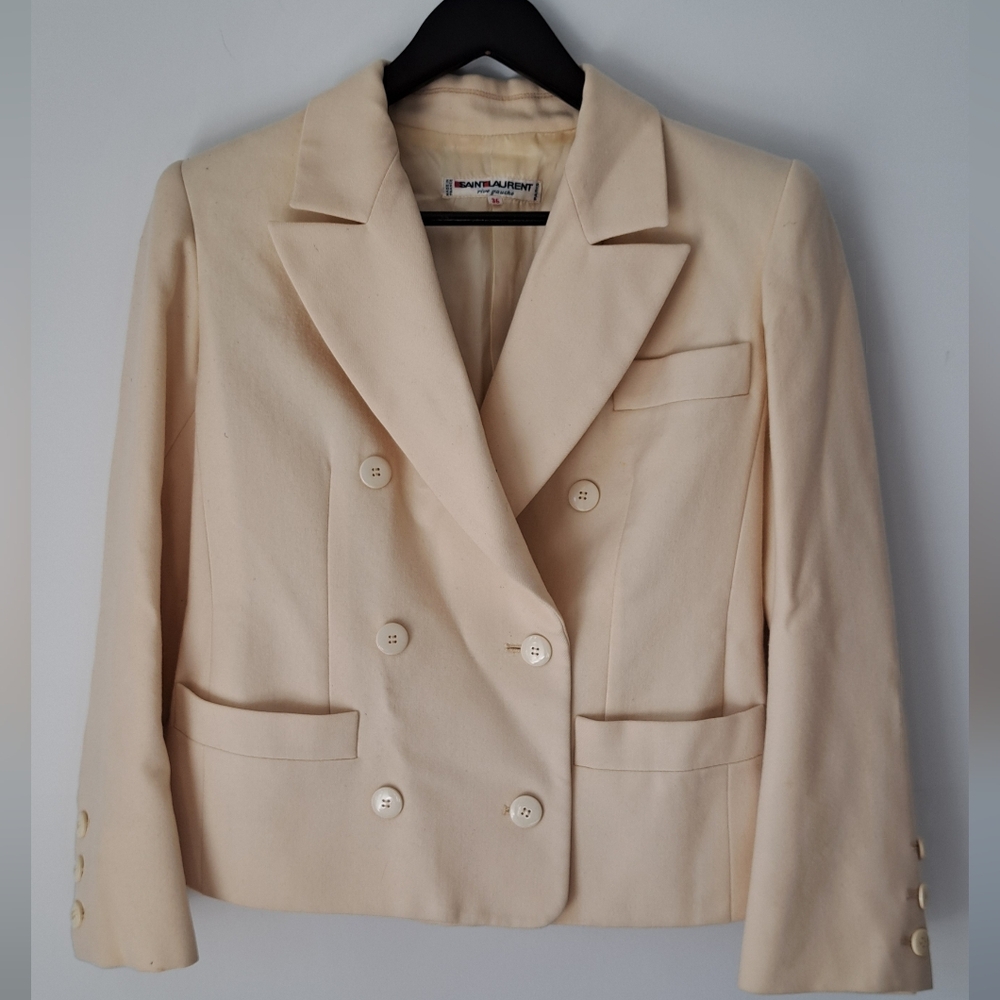 Saint Laurent Set - Ivory Double-Breasted Blazer And Pants